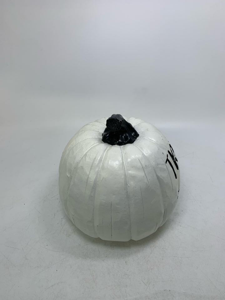 BLACK/WHITE RESIN TRICK OR TREAT PUMPKIN.