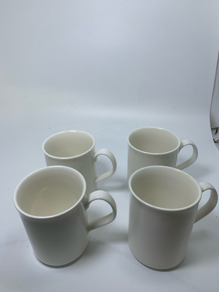 4 WHITE MUGS.