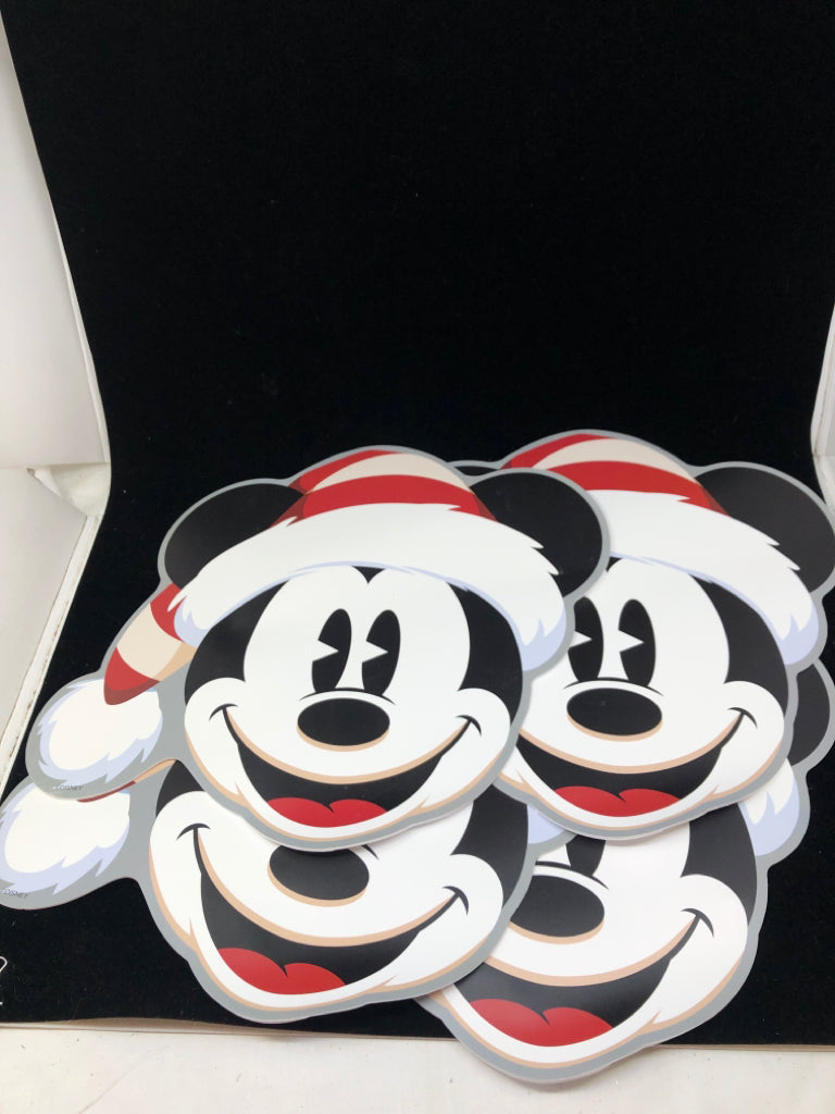 4 PLASTIC/FOAM SANTA MICKEY PLACEMATS.