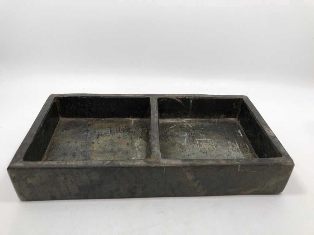 HEAVY GENUINE SLATE 2 SECTION TRAY.