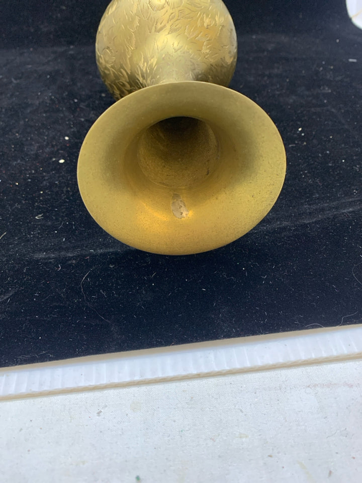 BRASS ETCHED VASE.