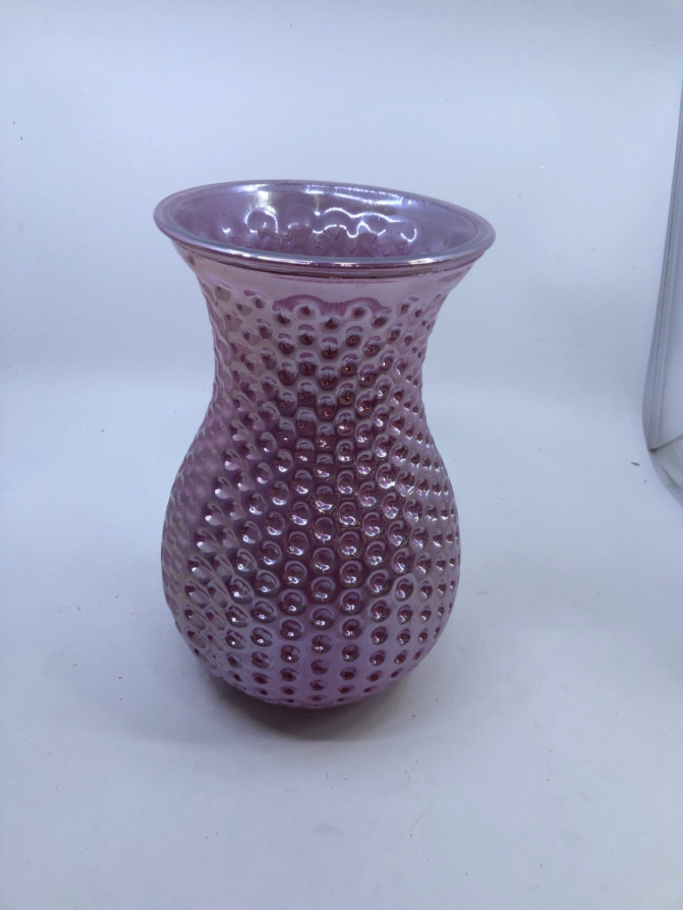 LARGE PINK IRIDESCENT VASE.