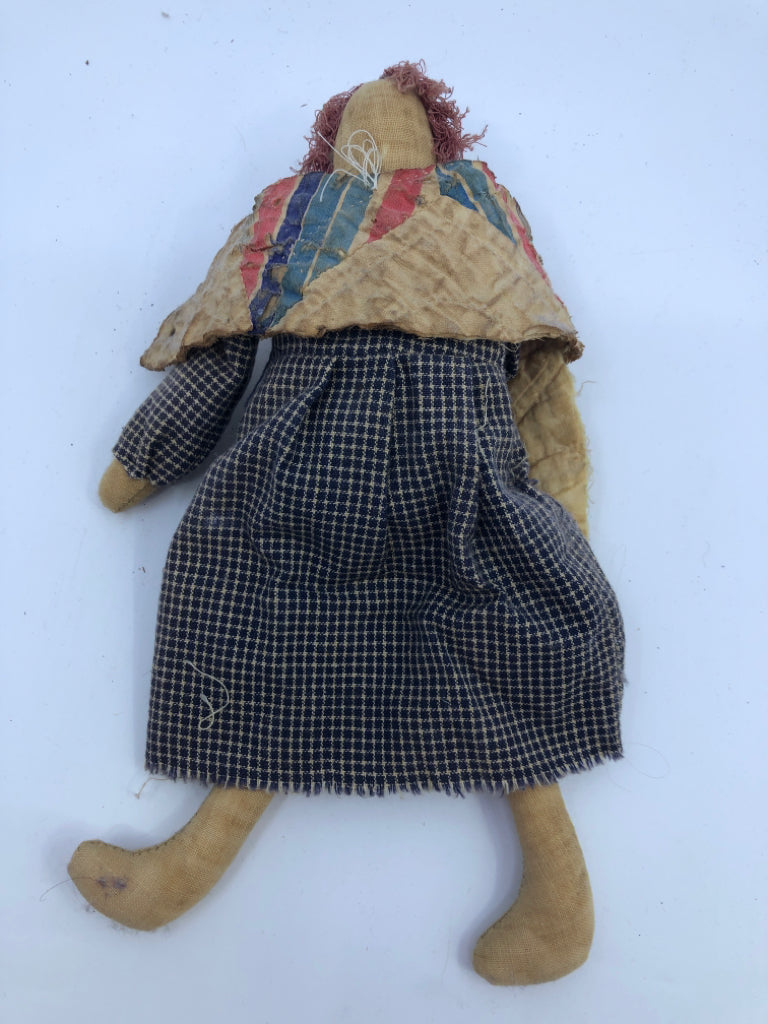 PRIMITIVE ANGEL IN BLUE AND WHITE DRESS.