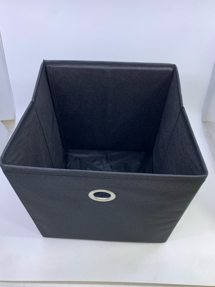 BLACK CANVAS FABRIC STORAGE BIN.