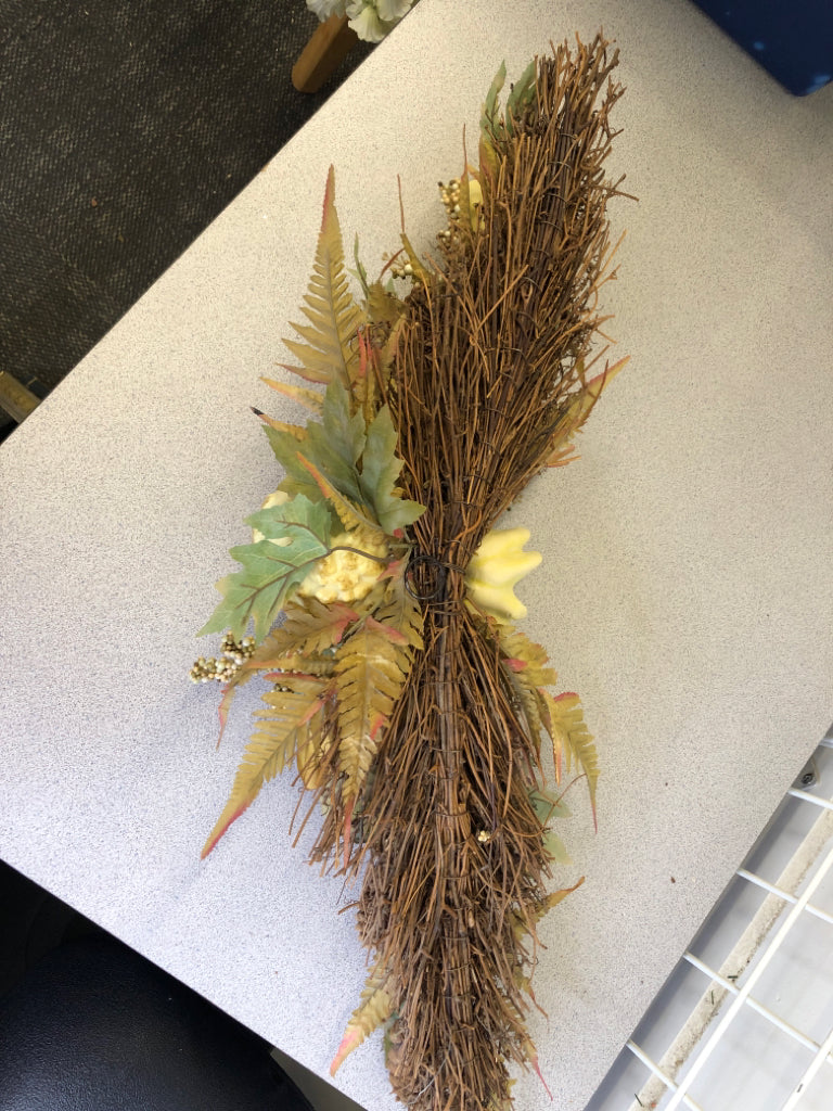 WHITE FAUX FALL FLORAL SWAG/ CENTERPIECE.
