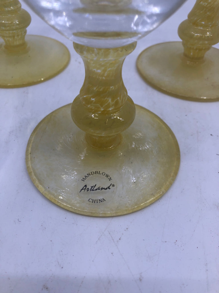 4 YELLOW FOOTED GOBLETS.