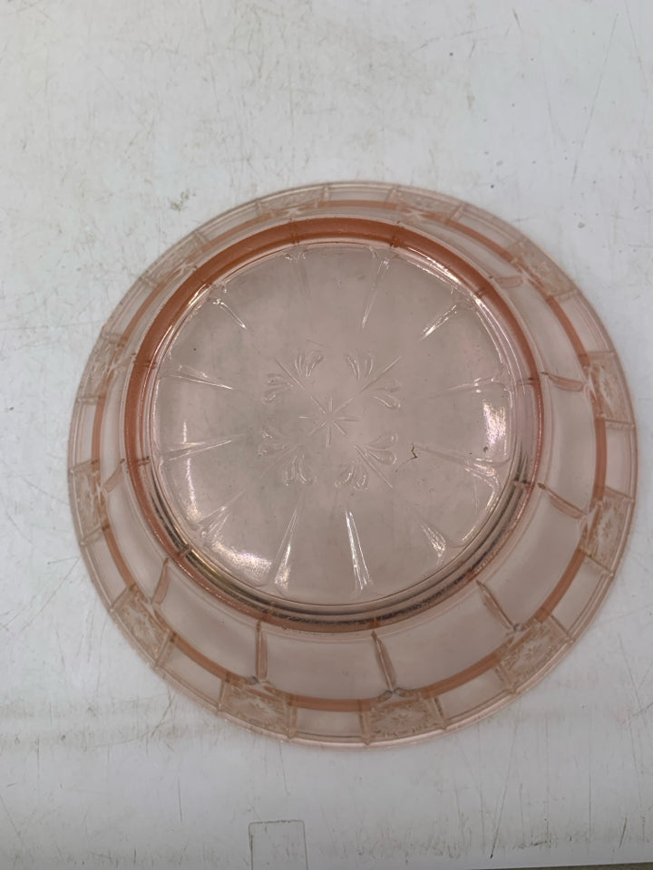 VTG PINK PRESSED GLASS BOWL.