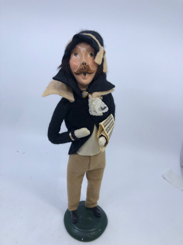 BYERS' CHOICE MAN IN TAN PANTS W BLACK COAT-1985.