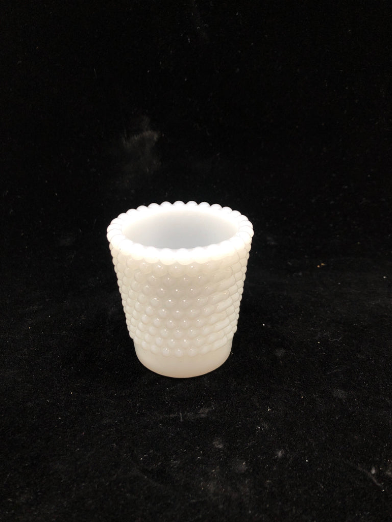 VTG SM MILK GLASS TOOTHPICK HOLDER.