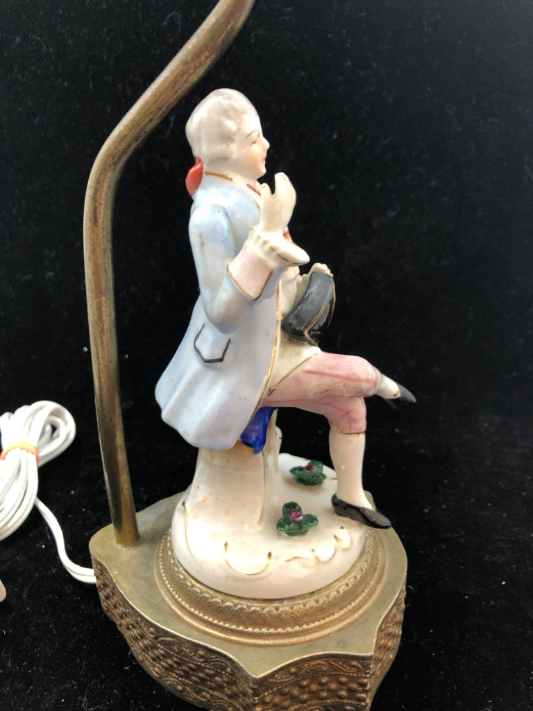VTG VICTORIAN MAN PORCELAIN LAMP.
