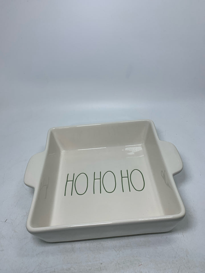 RAE DUNN WHITE HO HO HO SQUARE BAKING DISH.