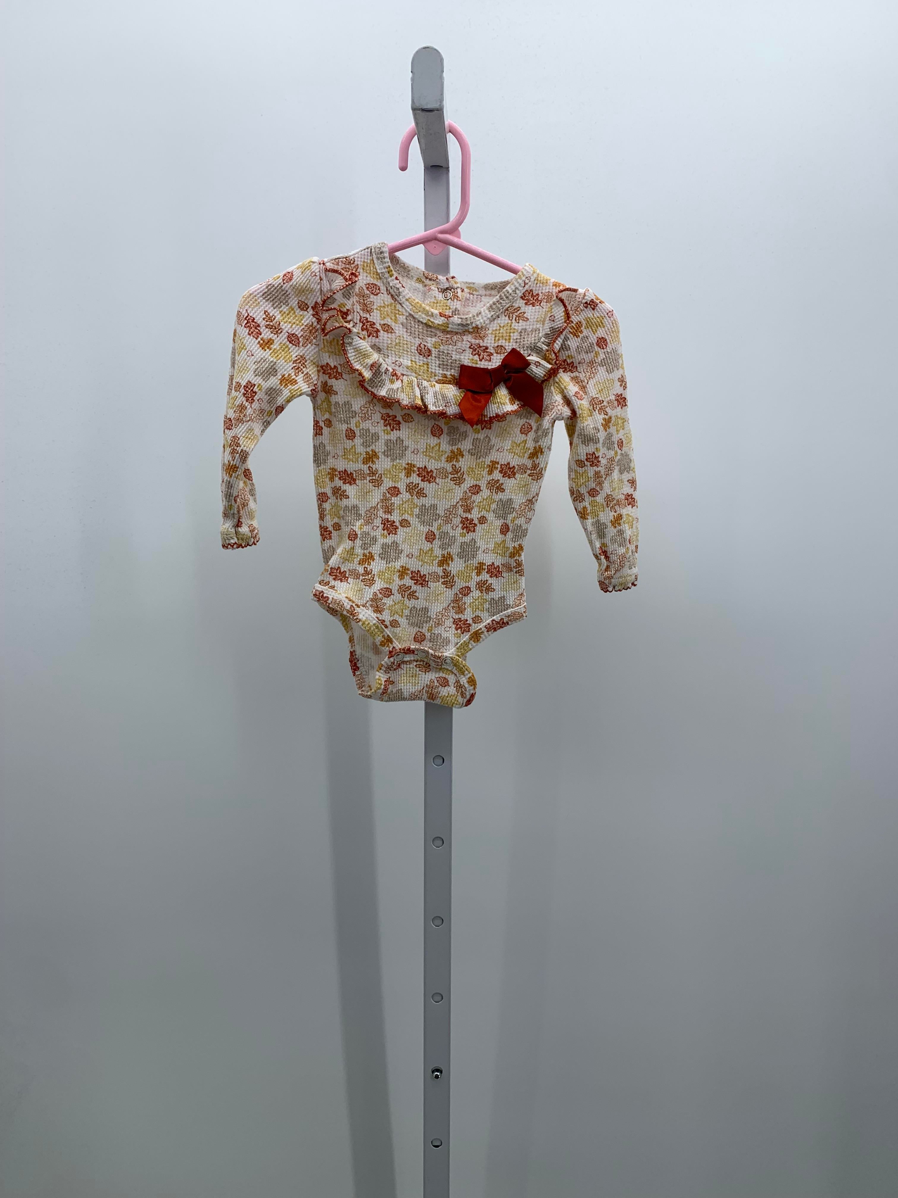 WAFFLE KNIT LONG SLV SHIRT LEAVES PRINT