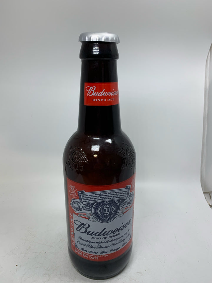 LARGE BUDWEISER MILLENNIUM GLASS BEER BOTTLE.