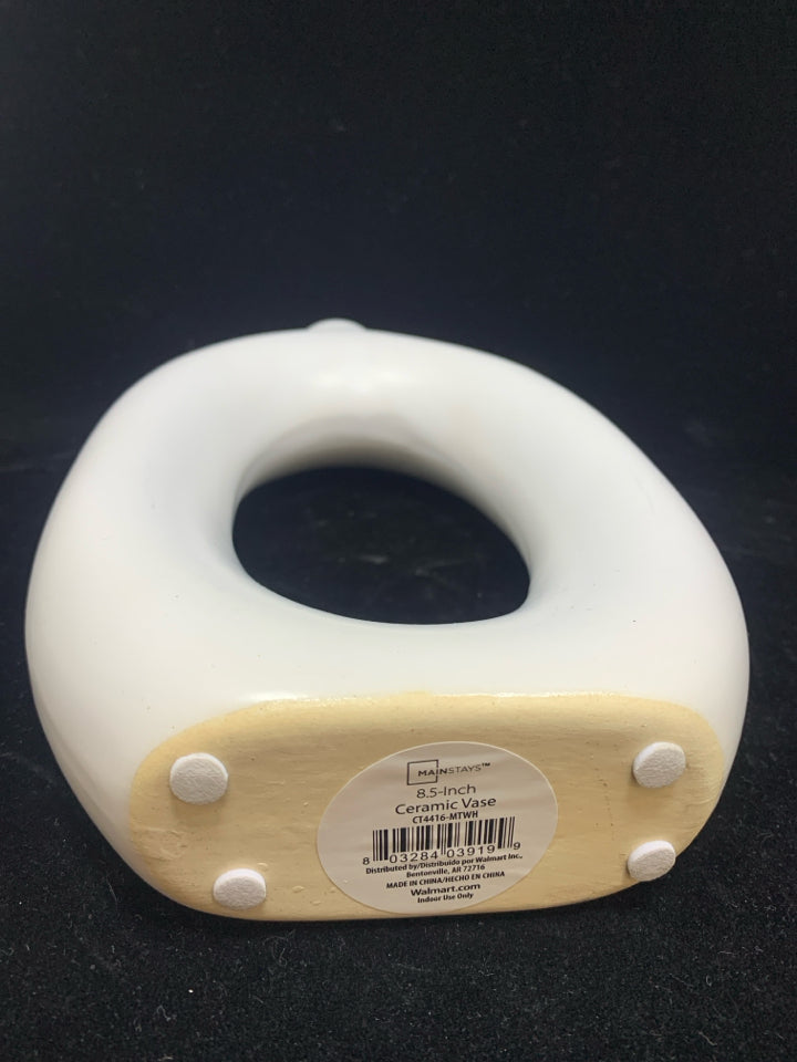 WHITE OVAL VASE.