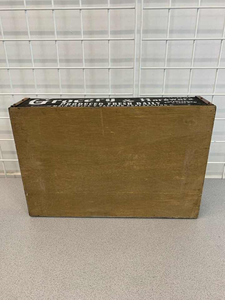 4 SECTION WOOD GROCERY CRATE.