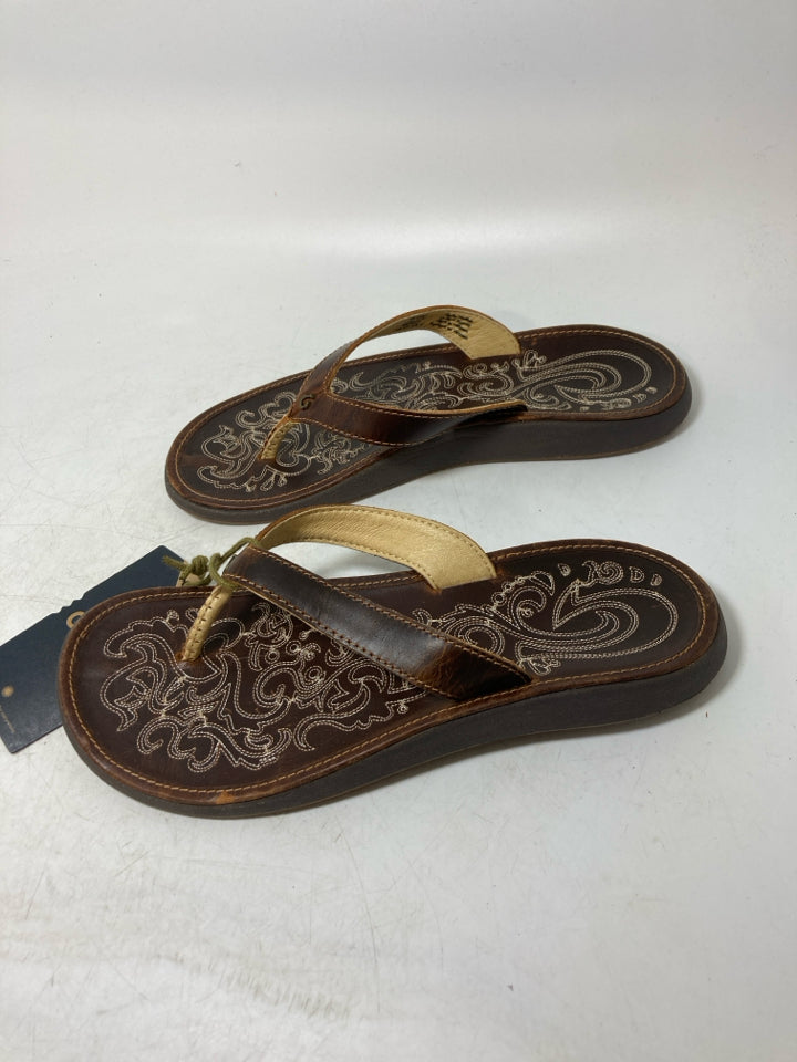Olukai Panilo Leather Flip FLop Sandals