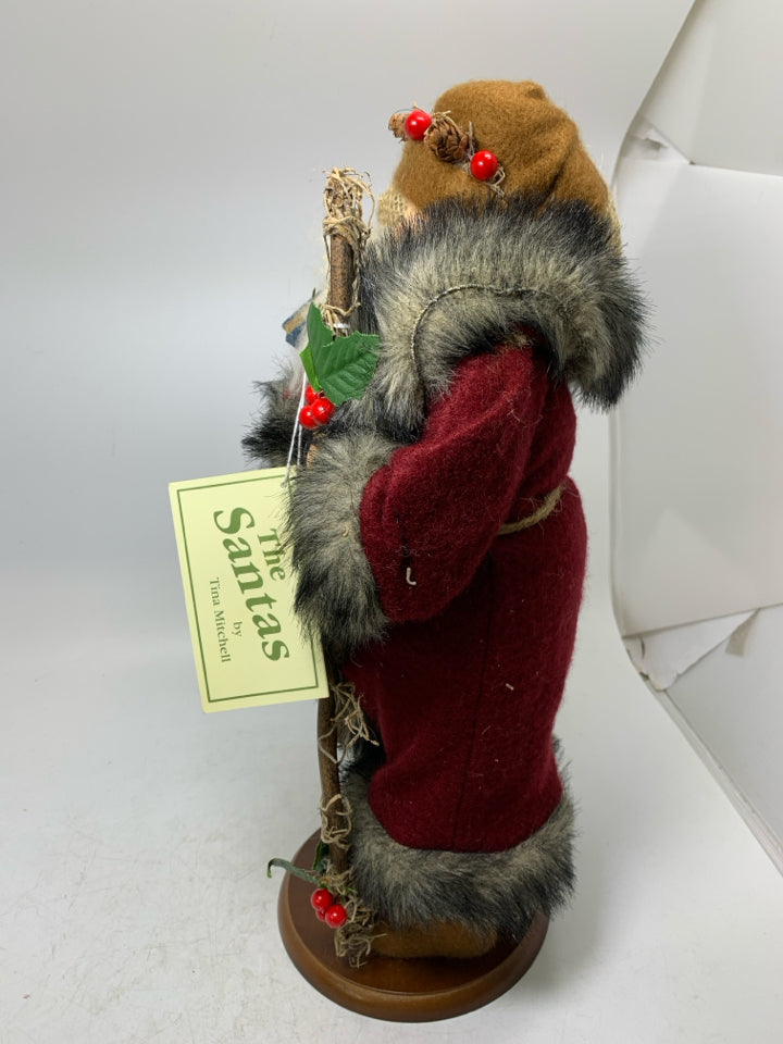 LARGE SANTA LARGE COAT HOLDING SACK/WALKING STICK W/ TAG TINA MITCHEL.