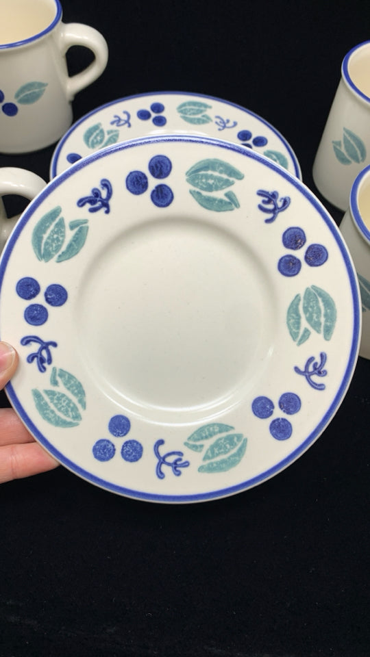 8PC BLUEBERRY PATTERN MUGS W/SAUCERS 3.