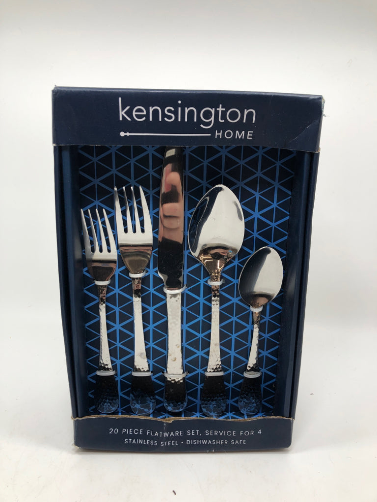 NIB 20PC KENSINGTON FLATWARE SET SRV FOR 4.