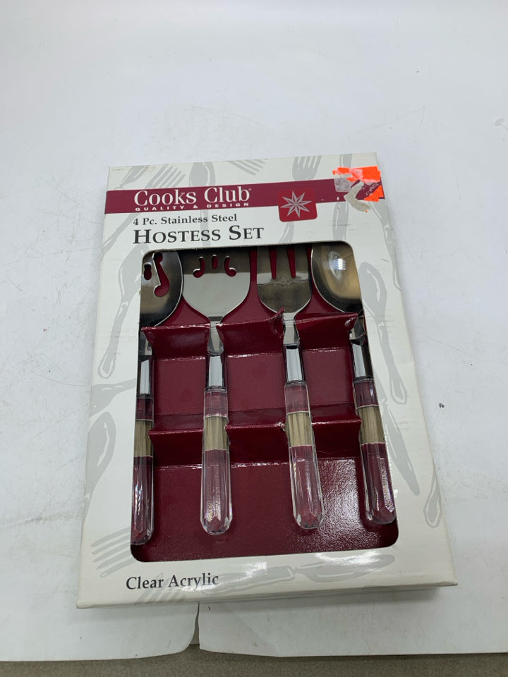 NIB COOKS CLUB 4 PC HOSTESS SET STAINLESS STEAL.