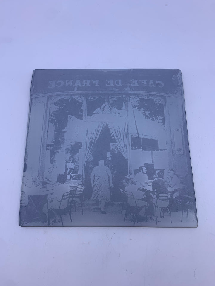 CAFE DE FRANCE SQUARE GLASS PLATE.