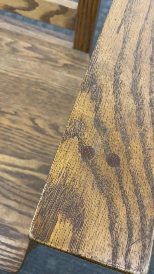 TALL BACK WOODEN BENCH.