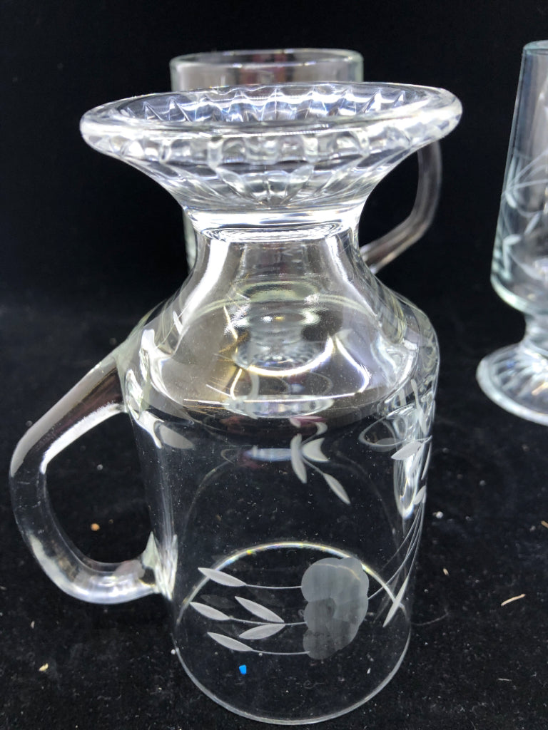 4 PRINCESS HOUSE ETCHED IRISH COFFEE MUGS.