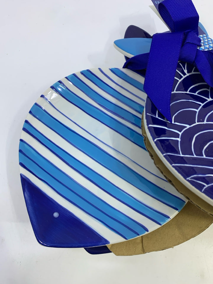 NWT 4 BLUE PONTUS FISH PLATES.