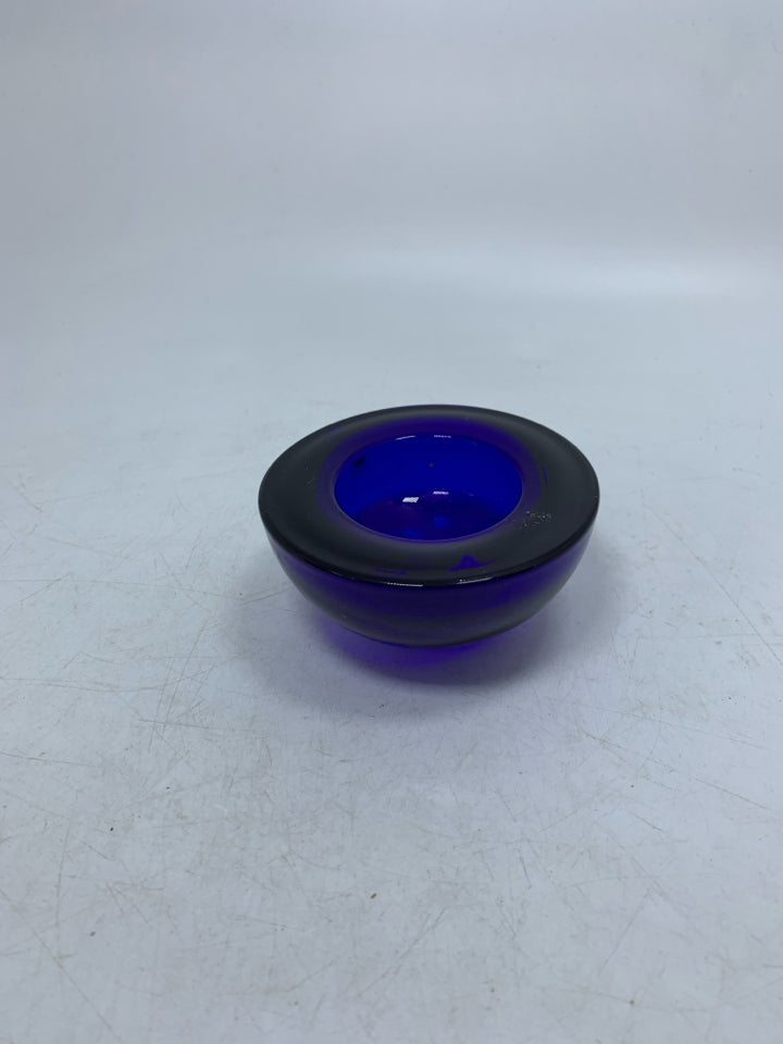 THICK COBALT BLUE GLASS TEALIGHT HOLDER IITTALA.