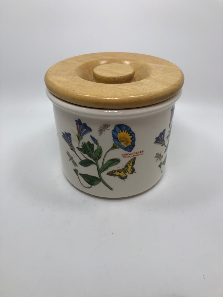 PORTMEIRON BOTANIC GARDEN CANISTER W/WOODEN LID.