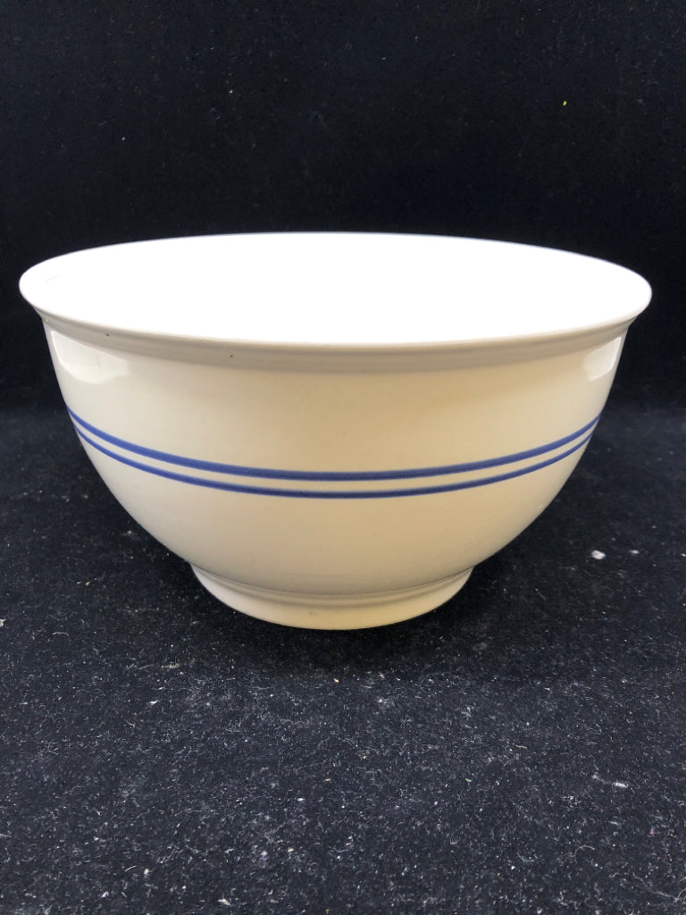 GIBSON CERAMIC MIXING BOWL, BLUE STRIPE.