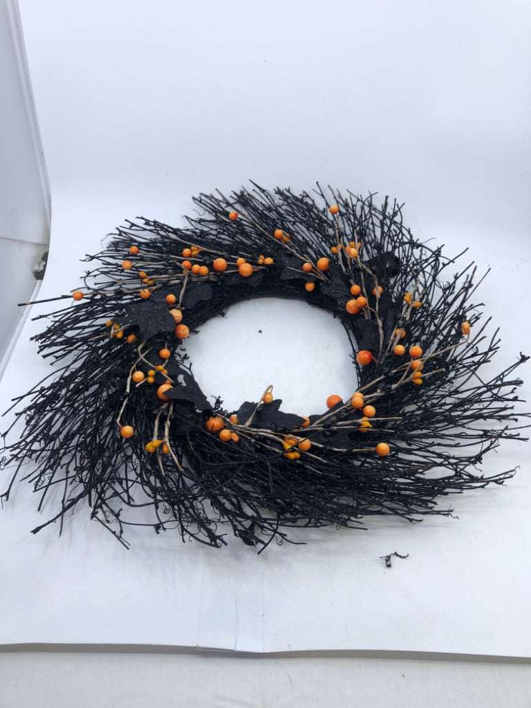 BLACK TWIG WREATH.