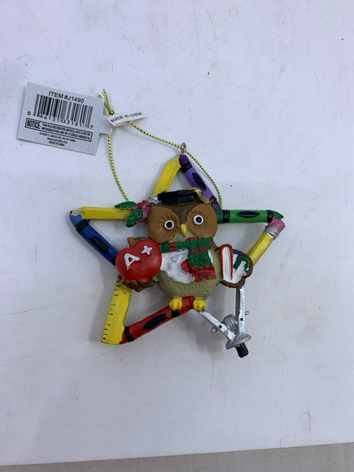 OWL GRAD STAR CRAYON/PENCILS ORNAMENT.