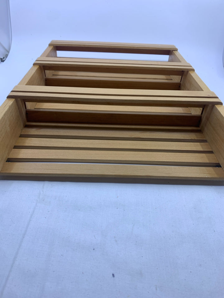 BLONDE WOOD 3 TIER SPICE RACK.