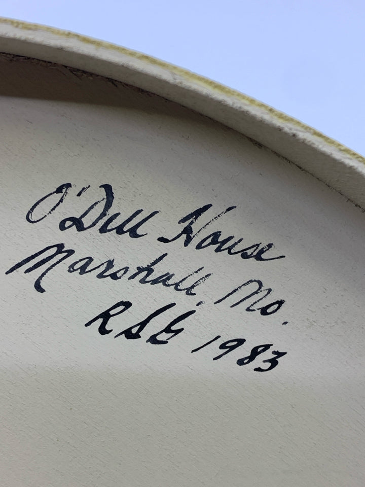 WATERMELON OVAL WOOD PAINTED BOX SIGNED.