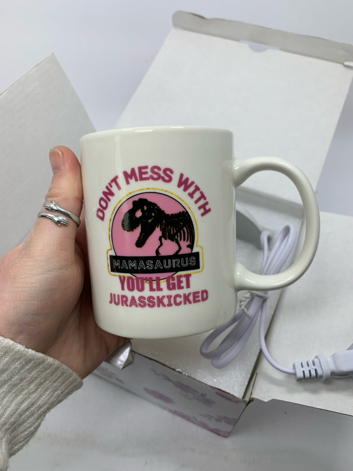 DONT MESS WITH MAMAURUS CREAM MUG W/ MUG WARMER IN BOX.