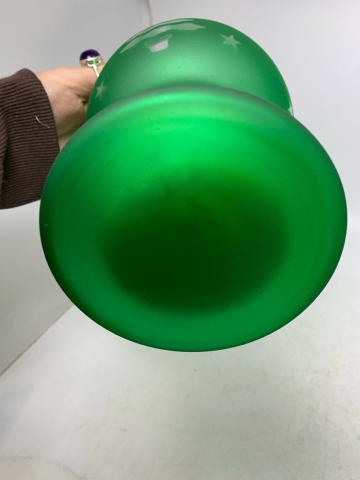 GREEN FROSTED GLASS PFALTZGRAFF FLOATING CANDLE HOLDER.