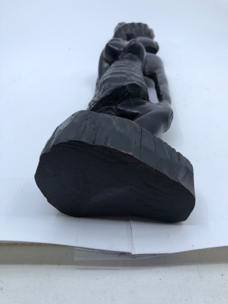 BLACK CARVED GIRL STANDING.