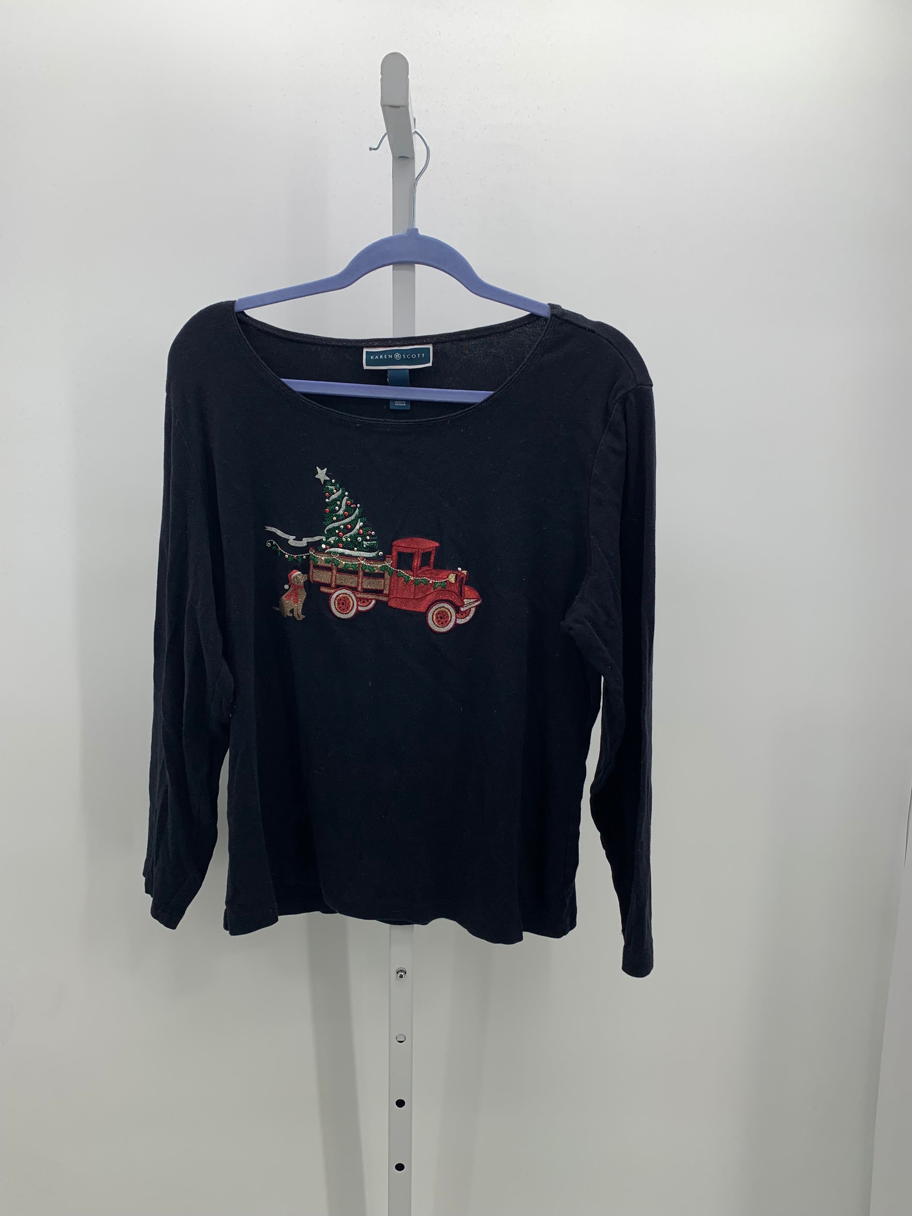 LONG SLV SHIRT GLITTER RED TRUCK AND TREE