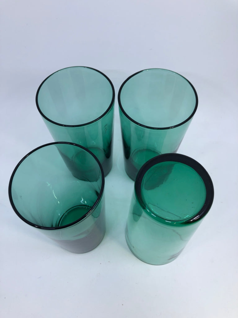 4 GREEN GLASSES.