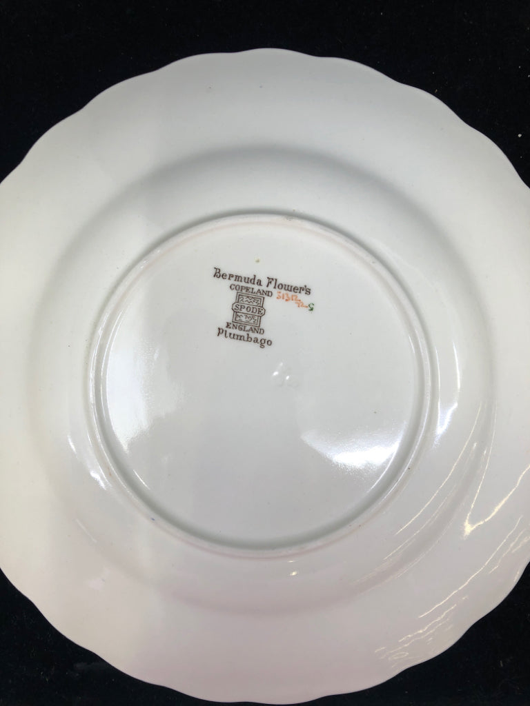 VTG 13 WHITE EMBOSSED FLORAL PLATES.