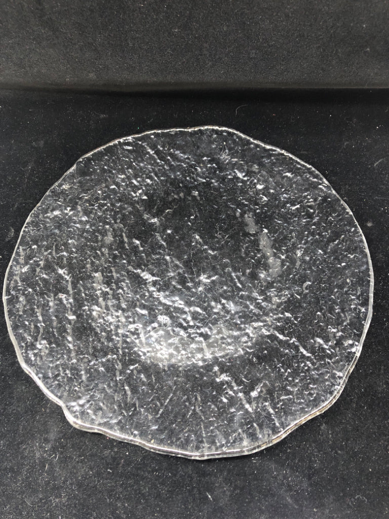 CLEAR CRACKLE GLASS PLATTER.