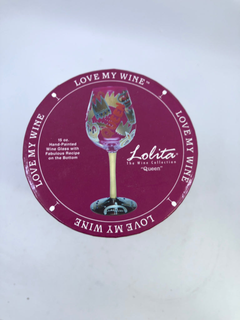 NIB "QUEEN" LOLITA WINE GLASS.