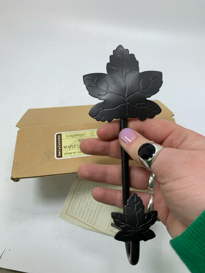 NIB WROUGHT IRON WALL HOOK MAPLE LEAF #72664.