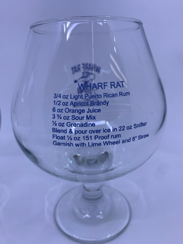 2 WHARF RAT GLASSES W/ RECIPE.