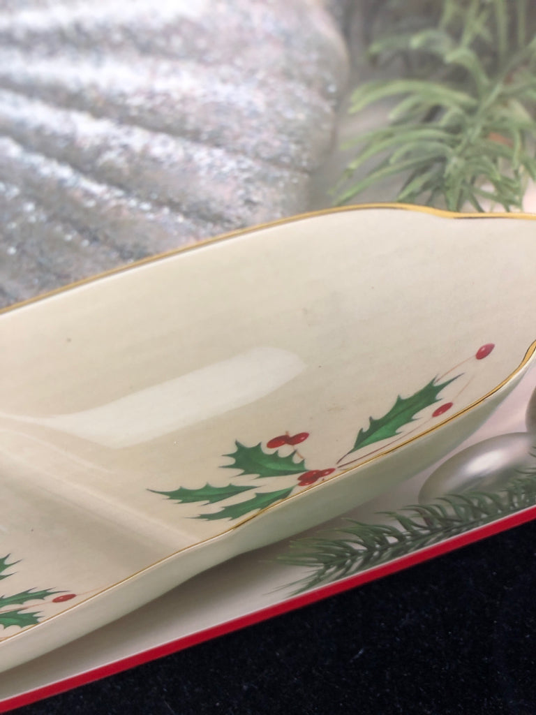 NIB HOLIDAY LENOX SECTIONED SERVER.