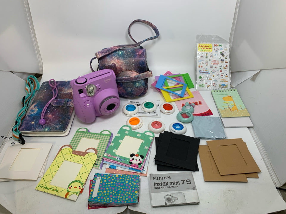 FUJiFilm Instax Mini 7S Instant Camera w/ Galaxy Pattern Carry Bag & Accessories