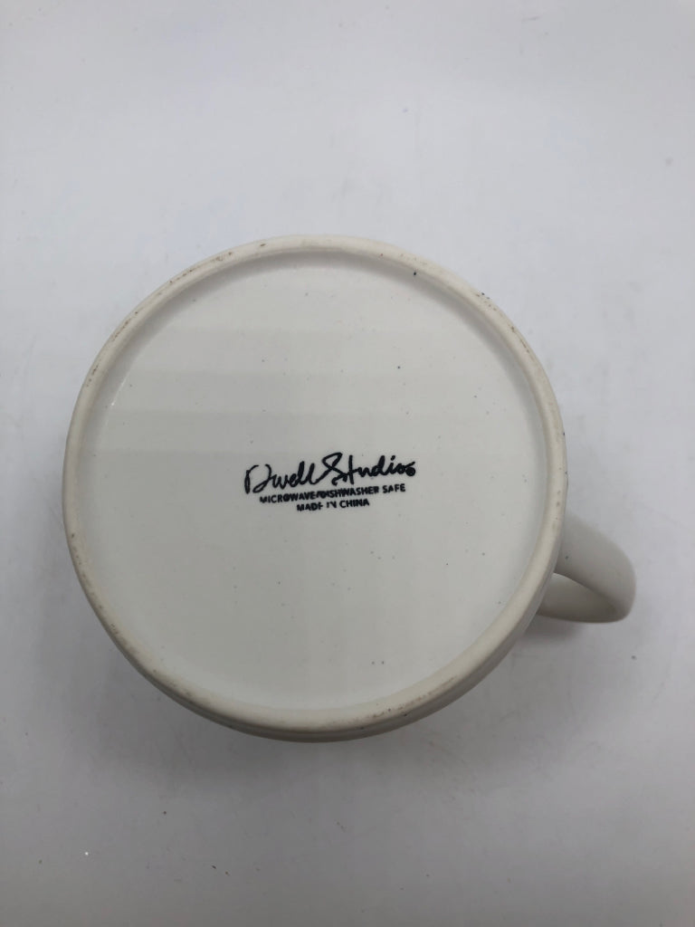 WHITE SPECKLED "A" MUG.