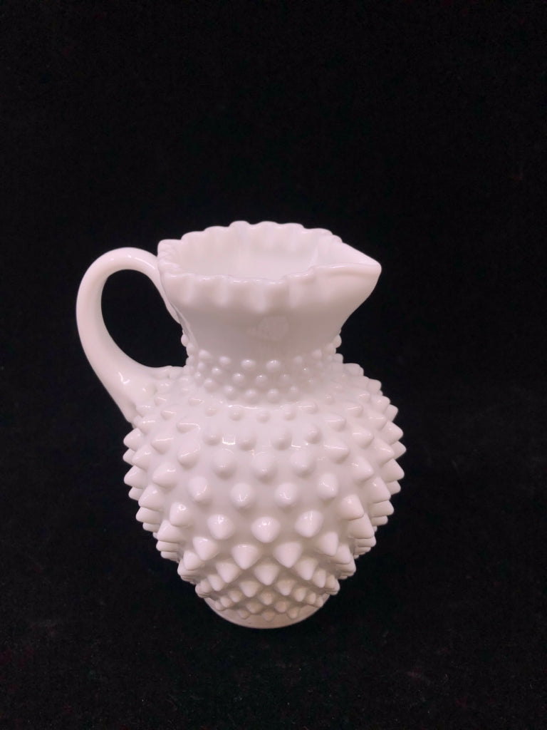 VTG HOBNAIL MILK GLASS PITCHER.