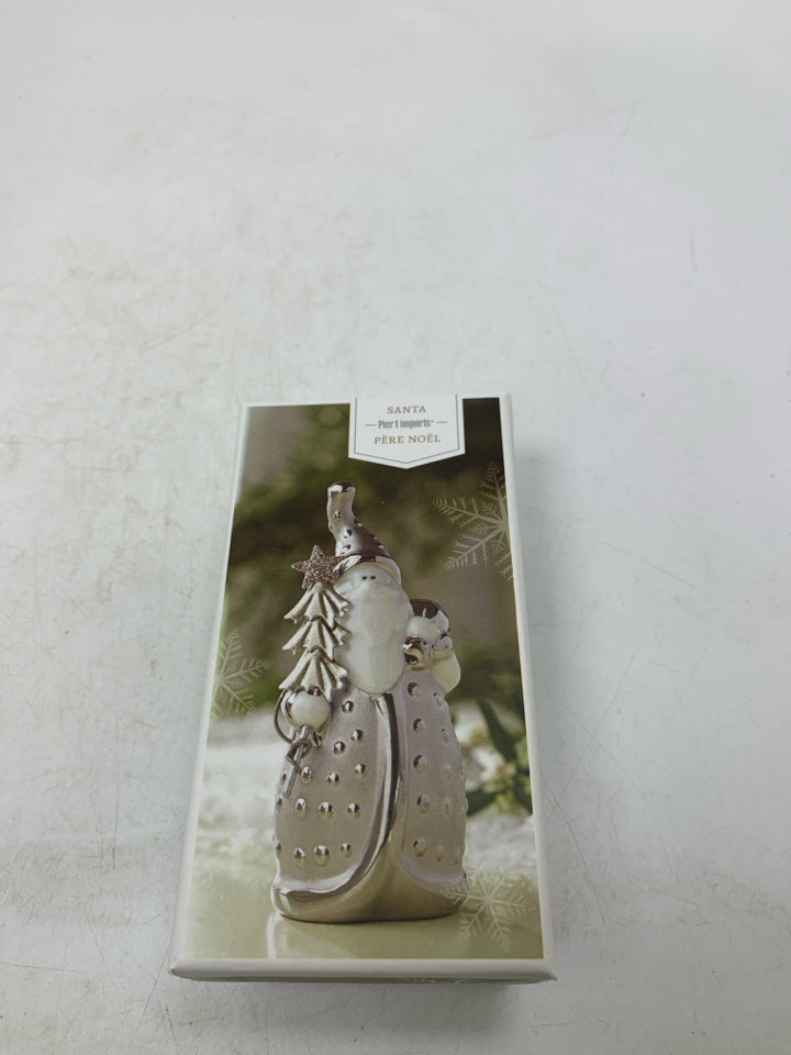 PIER 1 WHITE/SILVER SANTA IN BOX.